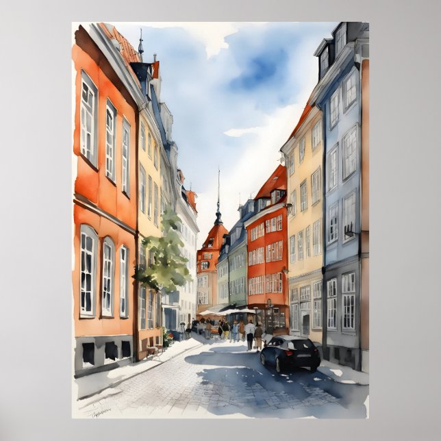 Vattenfärg i Köpenhamn Poster (Framsidan)