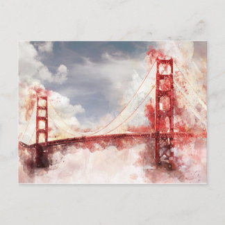 Vattenfärg i San Fransisco Golden Grind Bridge Vykort