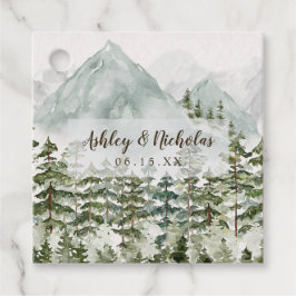 Vattenfärg i skogen och bergsmiljön gåvor etiketter