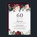 Vattenfärg Illustrated Fall 60:e Födelsedagsfesten Inbjudningar<br><div class="desc">Den här vattenfärgen illustrerar fall 60 födelsedagsfest inbjudan är perfekt för en enkel födelsedagsfest. Konstruktionen har konstnärligt handmålat vattenfärgsblått,  burgundärt,  rött,   ro och peonier med elegant grönt löv,  som inspirerar den färgstarka idylliska höstens skönhet.</div>