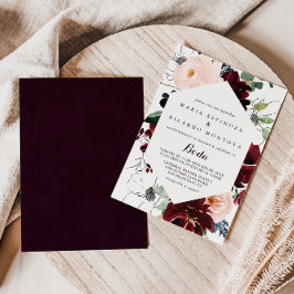 Vattenfärg Illustrated Fall Blommigt Spanska Bröll Inbjudningar