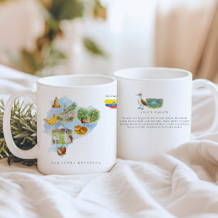 Vattenfärg Illustrated Karta Ecuador Monogram Kaffemugg
