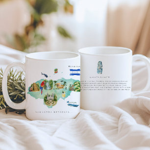 Vattenfärg Illustrated Karta Honduras Monogram Kaffemugg