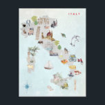 Vattenfärg Illustrated Karta i Italien Art Vykort<br><div class="desc">En perfekt biet av konst för alla som kärlek Italien. Lägg till anpassningsbarnas ordalydelse i den här designen genom att använda rutorna "Redigera den här designmallen" på objektets höger eller klicka på den blå "Anpassa den" om du vill ordna texten, ändra typsnitt och färg och även lägga till ytterligare information...</div>