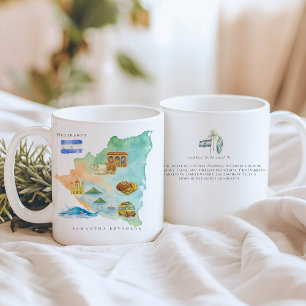 Vattenfärg Illustrated Karta Nicaragua Monogram Kaffemugg