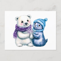 Vattenfärg Illustration av Polar Bear and Seal