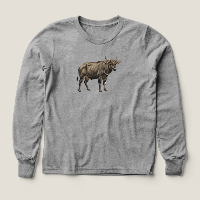 Vattenfärg Illustration av Vattenbuffel T Shirt (Design framsida)