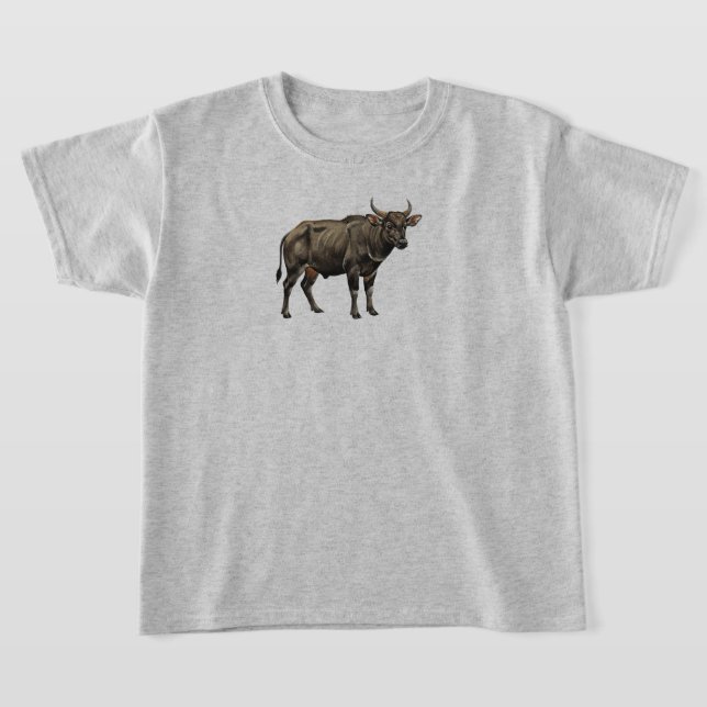 Vattenfärg Illustration av Vattenbuffel T Shirt (Laydown)