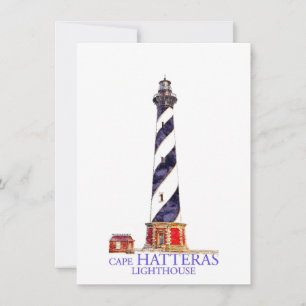 Vattenfärg Illustration Cape Hatteras Lighthouse Anteckningskort