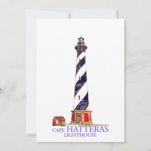 Vattenfärg Illustration Cape Hatteras Lighthouse Tack Kort