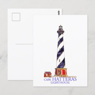Vattenfärg Illustration Cape Hatteras Lighthouse Vykort