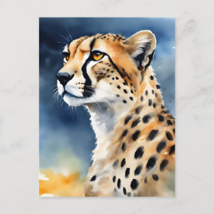 Vattenfärg Illustration cheetah Vykort