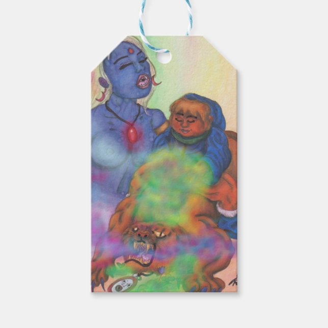 Vattenfärg Illustration Fantasy Kärlek Eros-ridnin Presentetikett (Framsidan)