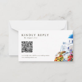 Vattenfärg Illustration QR-kod Bröllop RSVP-kort Anteckningskort