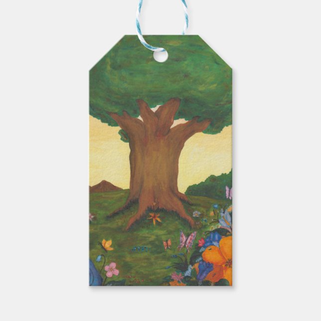Vattenfärg Illustration Träd Life Fantasy Art Kärl Presentetikett (Framsidan)