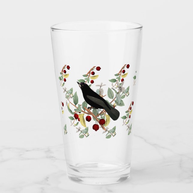 Vattenfärg Illustrerad Svarthämpling Designad Glaskopp (Framsida)