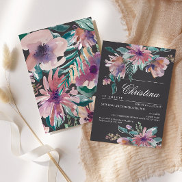 Vattenfärg, Inbjudan, handmålad Blommigt Boho Inbjudningar