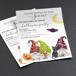 Vattenfärg inbjudan till tomte Halloween-firande