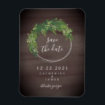 Vattenfärg Inspired Botaniskt Spara datum Magnet<br><div class="desc">En bröllop spara datum-magnet med en botanisk design med vattenfärginspirerad bakgrund av mörk grått.</div>