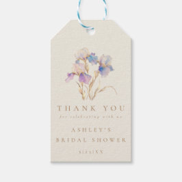 Vattenfärg Iris Bröllopsdusch Presentetikett
