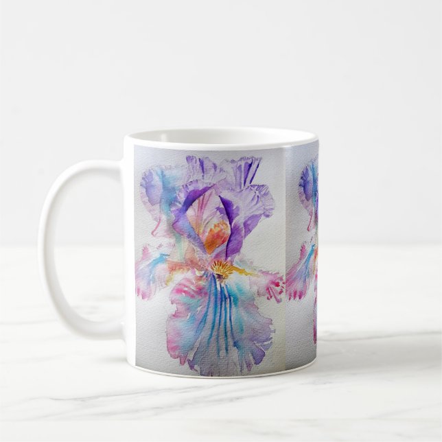 Vattenfärg Iris Flower Painting Art irises Kaffemugg (Vänster)