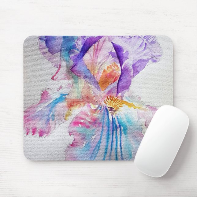 Vattenfärg Iris Flower Painting Art irises Musmatta (Med mus)