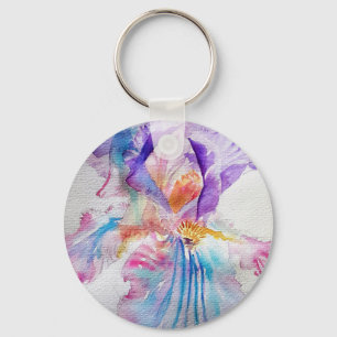 Vattenfärg Iris Flower Painting Art irises Nyckelring