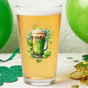 Vattenfärg Irish Grönt Beer St patricks day Glaskopp