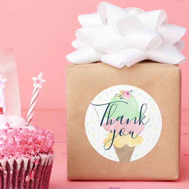 Vattenfärg Isglasskon Tack Klistermärken (Skapare uppladdad)