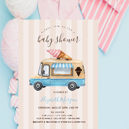 Vattenfärg Islastbil Randig Baby Shower Inbjudningar