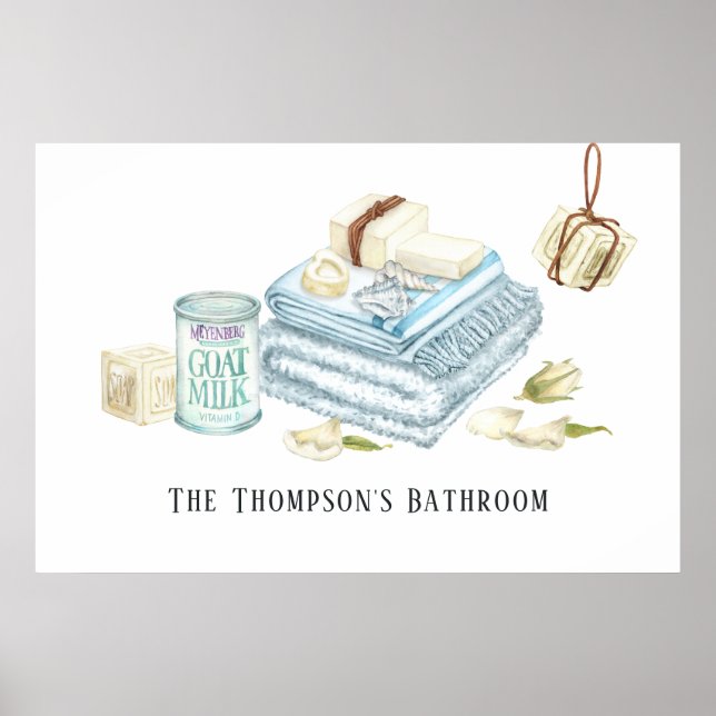 Vattenfärg Ivory White Soap Bathroom Poster (Framsidan)