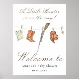 Vattenfärg Jägare Baby shower Välkommen Poster