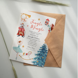 Vattenfärg Jingle Mingle Jul Festlig Julfest Inbjudningar