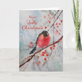 Vattenfärg Jolly jul Winter Snö Bird Red Helgkort