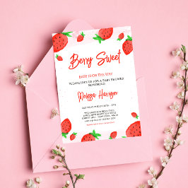 Vattenfärg Jordberry Girl Baby Shower Sweet Berry Inbjudningar