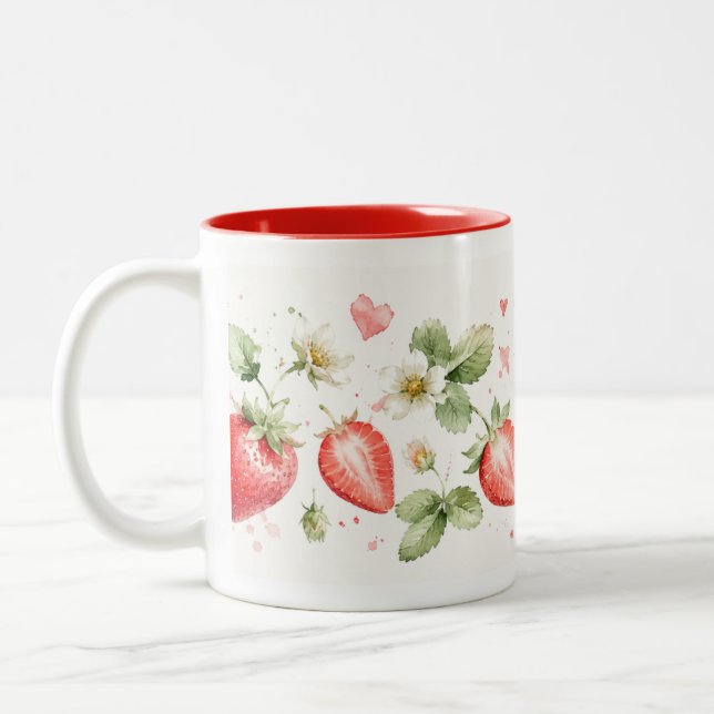 Vattenfärg Jordgubb Botanisk Mugg (Vänster)