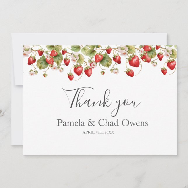 Vattenfärg Jordgubbar Bröllop Tack (Framsida)