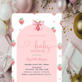 Vattenfärg Jordgubbe Baby Shower  Inbjudningar