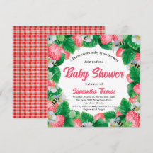 Vattenfärg Jordgubbe Berry Söt Baby Shower