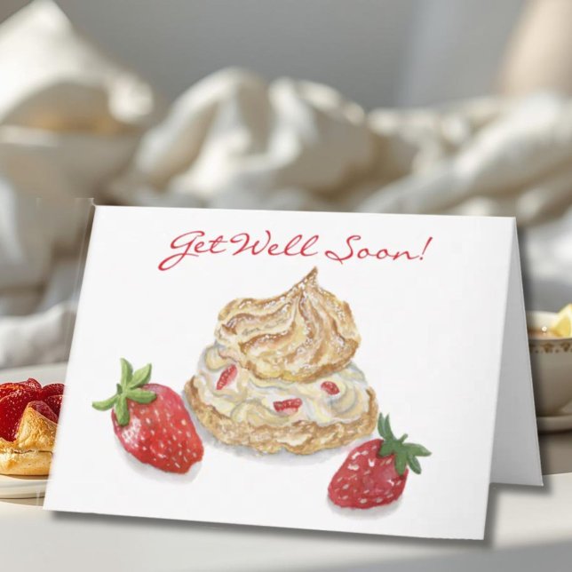 Vattenfärg Jordgubbe Snart Frisk Igen Kort (Skapare uppladdad)