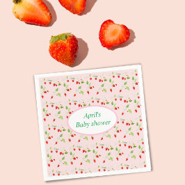 Vattenfärg Jordgubbsblommor Mönster Baby Shower Pappersservett
