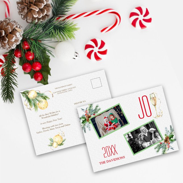 Vattenfärg Jul Arrangemang Glädje Familjefoton  Helg Vykort (Skapare uppladdad)