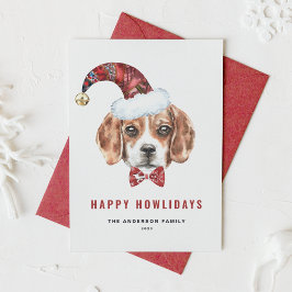 Vattenfärg jul Beagle Lycklig Howlidays Helgkort