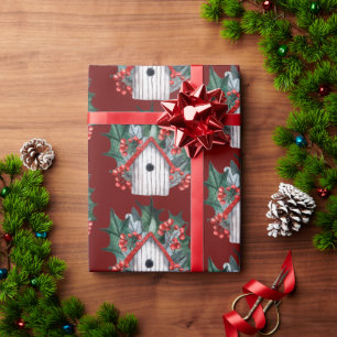 Vattenfärg jul Birdhouse Presentpapper