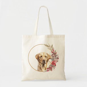 Vattenfärg Jul Blommig Hund Design Tygkasse