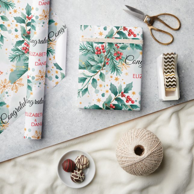 Vattenfärg Jul Bröllop Presentpapper (Hantverk)