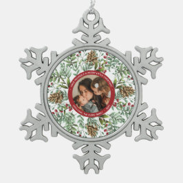 Vattenfärg jul Cherry Helgdag Photo Snöflinga Pewter Julgransprydnad