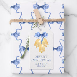 Vattenfärg jul eller bröllopsklockor presentetikett