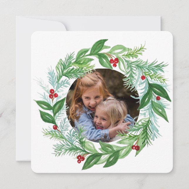 Vattenfärg jul firande FOTO Krans kort (Framsida)