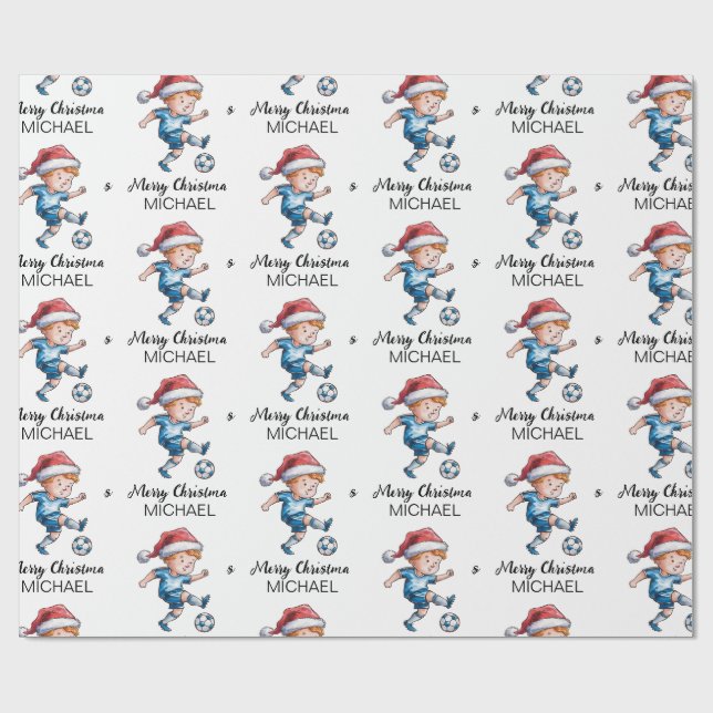 Vattenfärg jul fotbollsspelare Returadress Presentpapper (Platt)